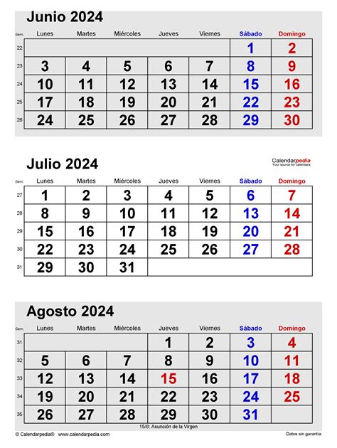 Calendario Julio 2024 En Word Excel Y Pdf Calendarpedia
