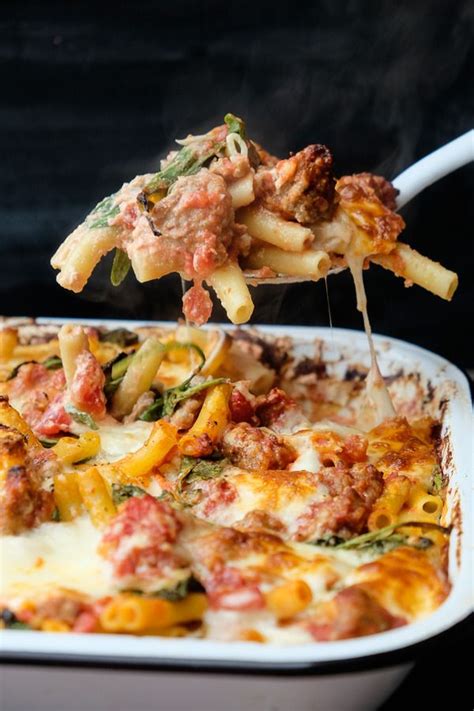 Baked Ziti With Creme Fraiche And Spinach Pasta Dishes