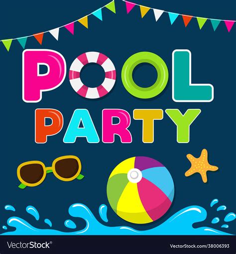 Funny Summer Banner Pool Party Royalty Free Vector Image