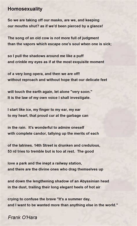 Homosexuality Homosexuality Poem By Frank Ohara