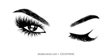 sexy winking luxurious eye with perfectly shaped eyebrows and full lashes idea for business