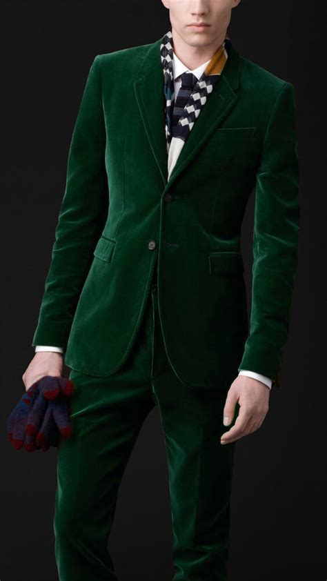 2018 Green Velvet Suit Men Classic Colorful Slim Fit Blazer Business