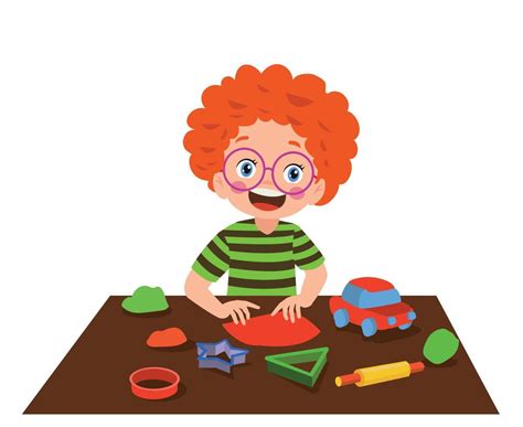 Little Kid Play With Toy Clay Plasticine 15276919 Vector Art At Vecteezy