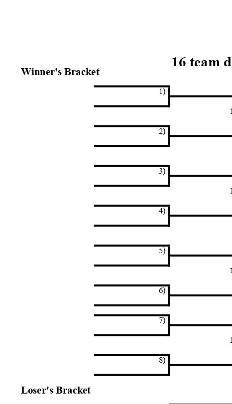 Printable 16 Team Bracket Single Elimination Tournament Interbasket