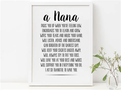 Nana Quote Nana Card Instant Download Art Nana Quote Print Etsy
