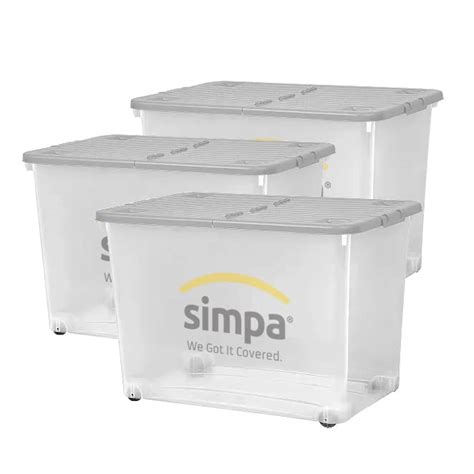 Buy 80 Litre 80l Large Big Plastic Clear Storage Box With Grey Hinged