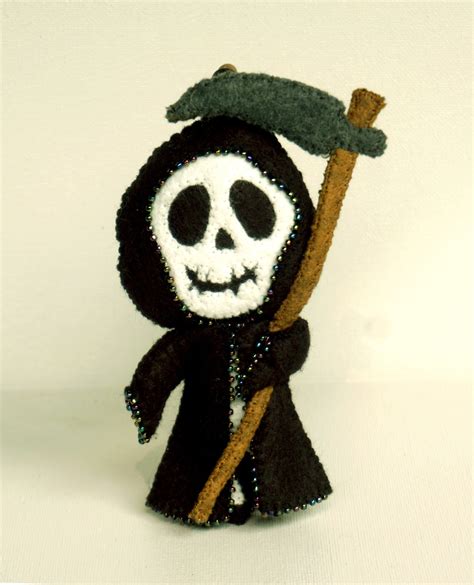 Grim Reaper Doll Ornament Wool Felt Death Ornament Halloween Etsy