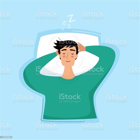 Man Sleep In Bed Stock Illustration Download Image Now Bedtime Men