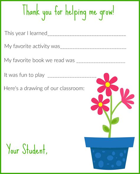 A Thank You Letter For Teachers {free Printable} The Chirping Moms