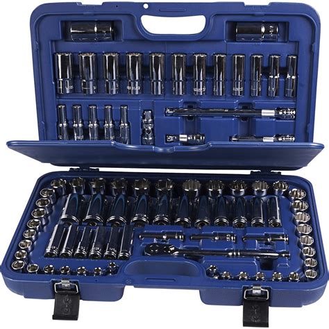 83pc 6and12 Point Complete Socket Set Standard And Deep 12 Drive