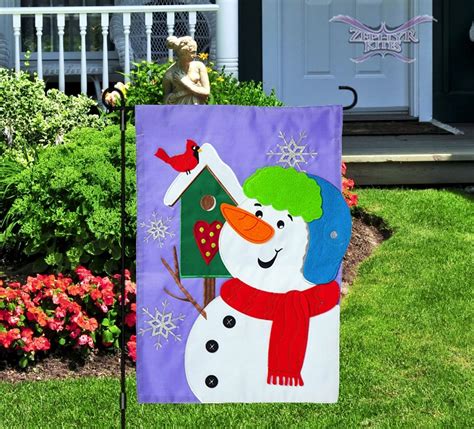 Snowman And Friend Garden Flag