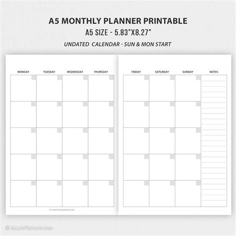 A Calendar Printable