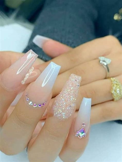 How To Do French Ombré Dip Nails Stylish Belles Blue Glitter Nails Acrylic Nails Coffin