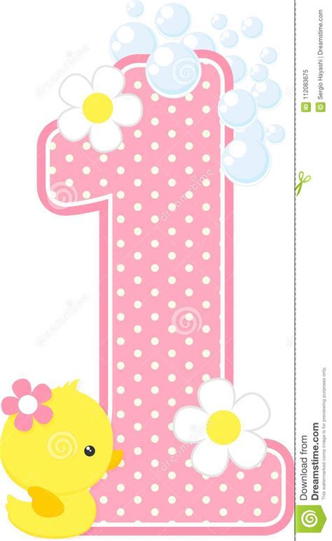 Start with the letter a. Number 1 With Bubbles And Cute Rubber Duck Stock Vector - Illustration ...