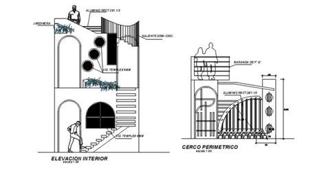Two Level House Elevation And Main Gate Drawing Details Dwg File Cadbull