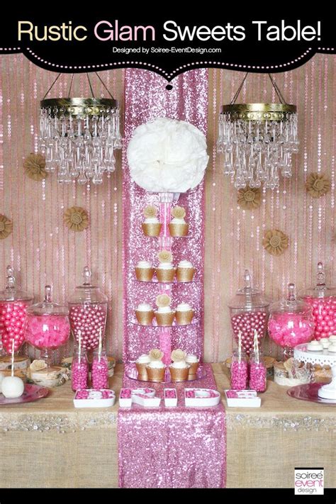 Trend Alert Rustic Glam Pink And Gold Sweets Table Glam Bridal