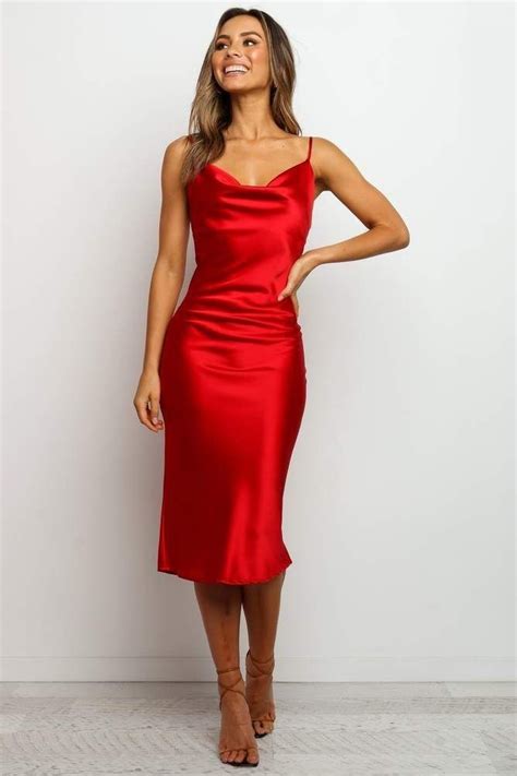 Red Silk Slip Midi Dress Silk Slip Trends Dress Bridesmaid Etsy Red