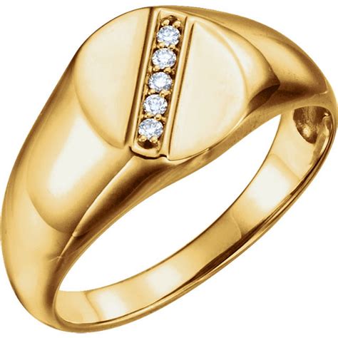 14k Gold Diamond Mens Oval Signet Ring Davinci Emporium
