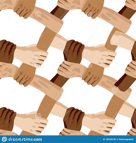 Different Races Of People Holding Hands Together Top View Of Hands Of