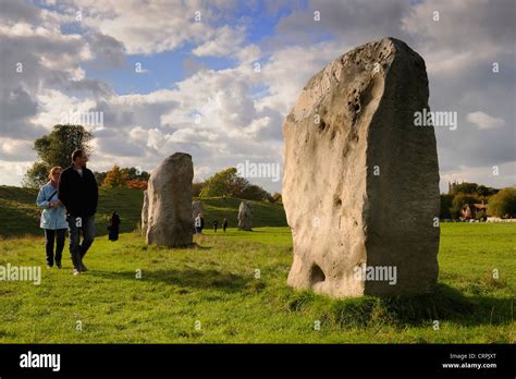Tourists Visiting The Avebury Ring The Oldest Stone Ring Known To Be