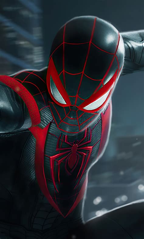 1280x2120 Miles Morales Spider Man Black Suit Iphone 6 Plus Wallpaper