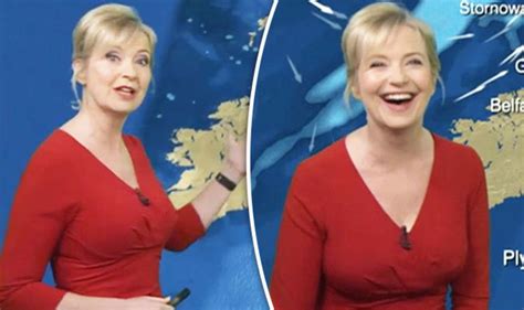 bbc weather busty carol kirkwood is ravishing in red as she brightens up morning forecast tv