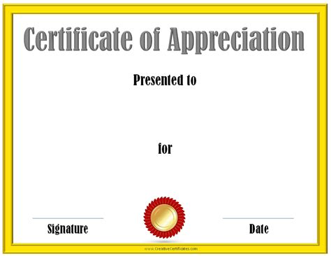 Free Certificate Of Appreciation Template Customize Online