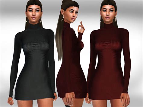 High Neck Long Sleeve Dresses By Saliwa At Tsr Sims 4 Updates