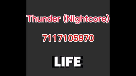 Thunder Nightcore Id Roblox Code Youtube