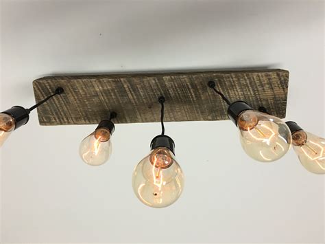 Hand Crafted Reclaimed Barn Timber Beam Light Fixture With Hanging