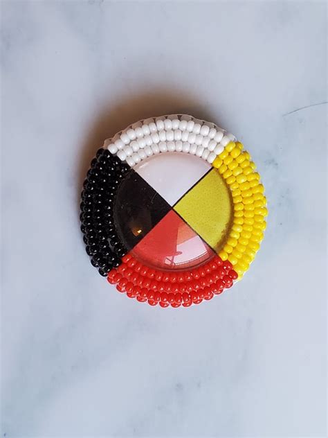 Beaded Medicine Wheel Pin Indigenous First Nations Native Etsy