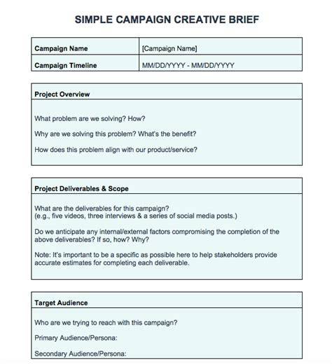 Marketing Strategy Brief Template