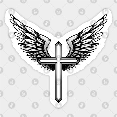 Cross With Wings Cross Sticker TeePublic