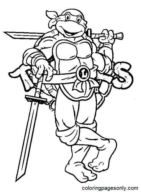 Leonardo Teenage Mutant Ninja Turtles Coloring Page Free Printable