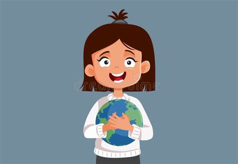 Happy Little Girl Protecting The Earth Vector Concept Illustration