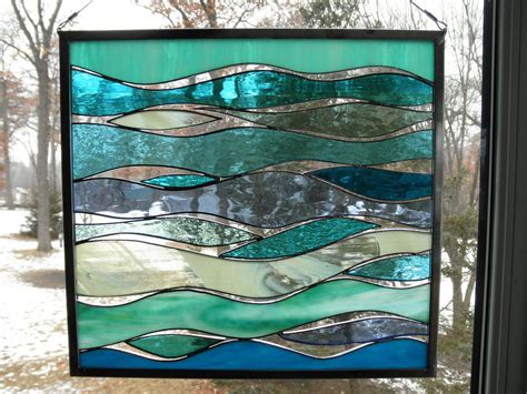 Sea And Surf Stained Glass Panel By Sandhillshores On Etsy Stained Glass Stained Glass Panels