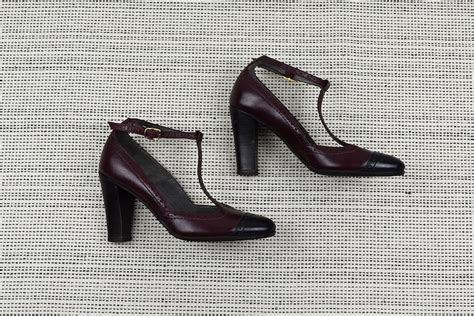 Nos Vintage Oxblood And Black Leather Strappy Oxford Pumps By Etsy