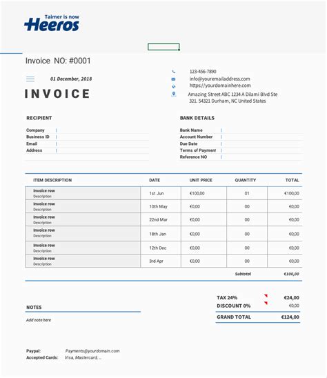 Sample Invoice Template Excel