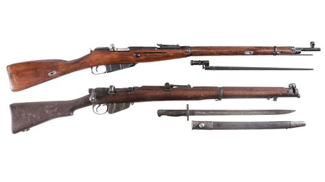 Two Military Bolt Action Rifles With Bayonets