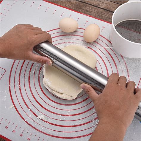 Adjustable Stainless Steel Rolling Pin Baking Mat Rolling Pins With
