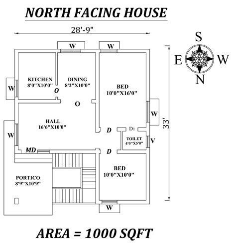 1000 Sq Ft House Plans 2 Bedroom North Facing Bungalow Houses Are