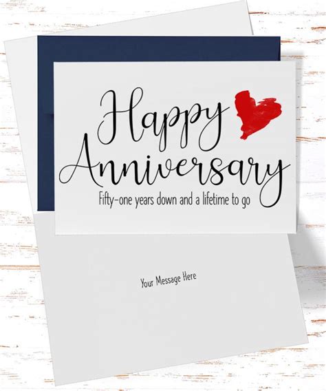 51st Anniversary Card 51st Anniversary T Fifty One Year Etsy