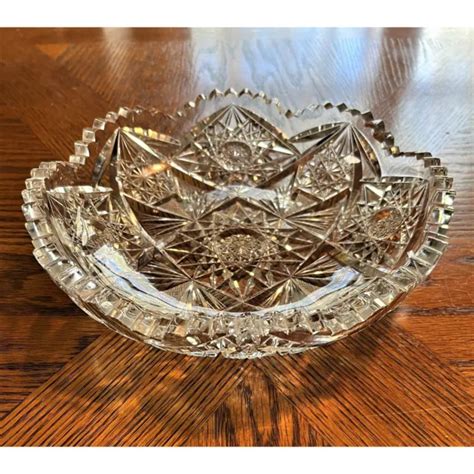 ANTIQUE AMERICAN BRILLIANT Cut Crystal Bowl Circa Early 1900 S 9 Wide