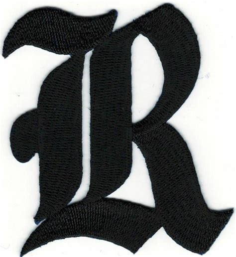 3 Fancy Black Old English Alphabet Letter R Embroidered Patch Ebay