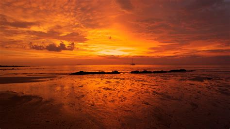 Wallpaper Sunlight Landscape Sunset Sea Nature Shore Sand