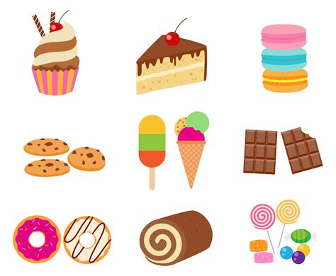 Collection Of Sweet Dessert Vector Set Isolated On White Background