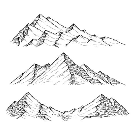 Hand Drawn Vector Illustration The Mountains Download Free Vectors