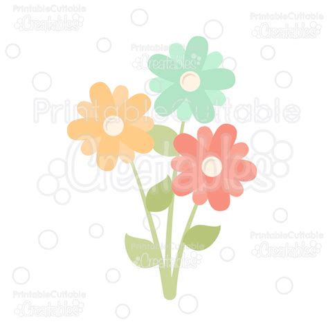 Spring Flowers FREE SVG Cut File & Clipart Silhouette Cameo, Cricut Explore