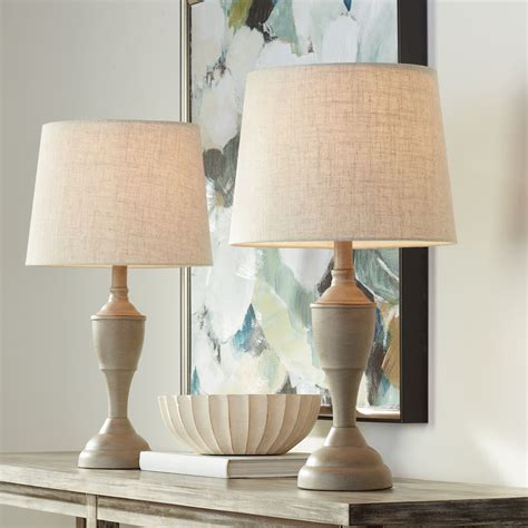 360 Lighting Farmhouse Chic Accent Table Lamps Set Of 2 Beige Washed