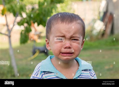 Crying Little Boy Cry Portrait Of Boy Caucasian Child Looks At